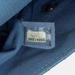 Pre Owned Chanel Beige/Blue CC Quilted Caviar Single Flap