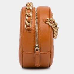 Pre Owned Chanel Brown Lambskin 19 Round Clutch with Chain