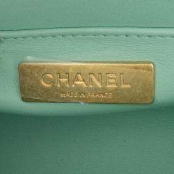 Pre Owned Chanel Green White Quilted Tweed Crush Top Handle Bag