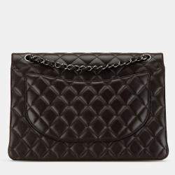 Pre Owned Chanel Black Maxi Classic Lambskin Double Flap