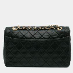Pre Owned Chanel Black Quilted Lambskin Shoulder Bag