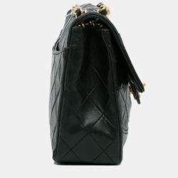 Pre Owned Chanel Black Quilted Lambskin Shoulder Bag