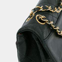 Pre Owned Chanel Black Quilted Lambskin Shoulder Bag