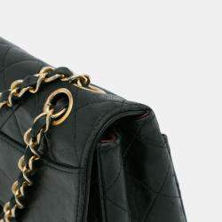 Pre Owned Chanel Black Quilted Lambskin Shoulder Bag
