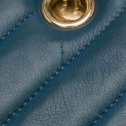 Pre Owned Chanel Blue CC Chevron Calfskin Statement Shopping Tote