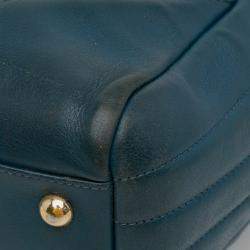 Pre Owned Chanel Blue CC Chevron Calfskin Statement Shopping Tote