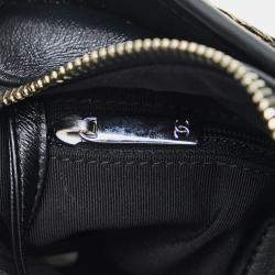 Pre Owned Chanel Black Gold Small Painted Knit Gabrielle Crossbody Bag