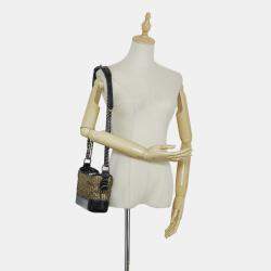 Pre Owned Chanel Black Gold Small Painted Knit Gabrielle Crossbody Bag
