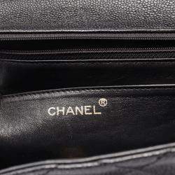 Pre Owned Chanel Black CC Quilted Caviar Kelly Top Handle Bag