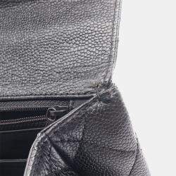 Pre Owned Chanel Black CC Quilted Caviar Kelly Top Handle Bag