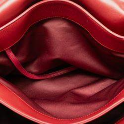Pre Owned Chanel Red Maxi Lambskin 3 Accordion Flap