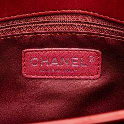 Pre Owned Chanel Red Maxi Lambskin 3 Accordion Flap