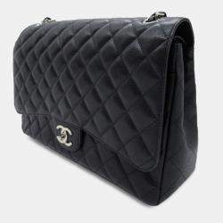 Pre Owned Chanel Black Maxi Classic Caviar Double Flap