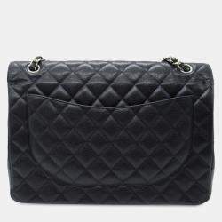 Pre Owned Chanel Black Maxi Classic Caviar Double Flap