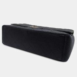 Pre Owned Chanel Black Maxi Classic Caviar Double Flap