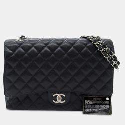 Pre Owned Chanel Black Maxi Classic Caviar Double Flap