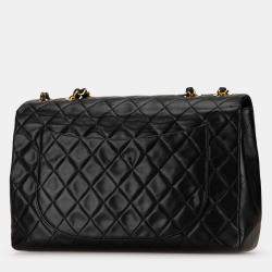 Pre Owned Chanel Black Maxi XL Classic Lambskin Single Flap