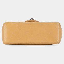 Pre Owned Chanel Brown Mini Square Classic Lambskin Single Flap