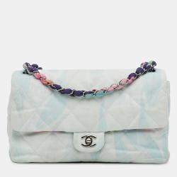 Pre Owned Chanel Blue/Multicolor Quilted Jungle Jeans Flap