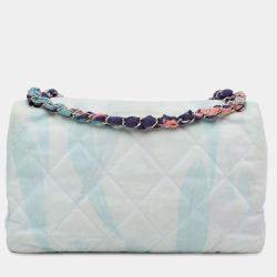 Pre Owned Chanel Blue/Multicolor Quilted Jungle Jeans Flap