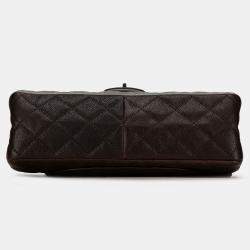 Pre Owned Chanel Brown Caviar and Iridescent Calfskin Reissue 2.55 Double Flap 226