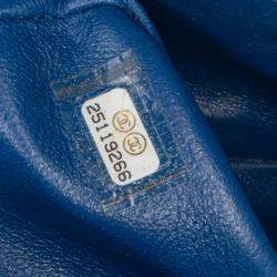 Pre Owned Chanel Blue Mini Rectangular Classic Chevron Caviar Single Flap
