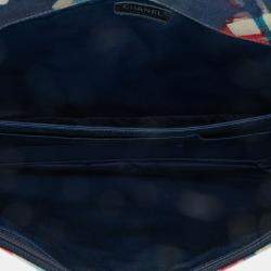 Pre Owned Chanel Blue XXL Printed Canvas Airline Single Flap