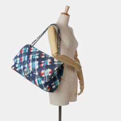 Pre Owned Chanel Blue XXL Printed Canvas Airline Single Flap