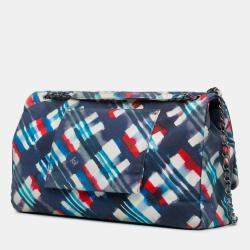 Pre Owned Chanel Blue XXL Printed Canvas Airline Single Flap