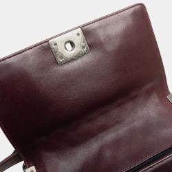 Pre Owned Chanel Burgundy Old Medium Velvet and Tweed Boy Flap