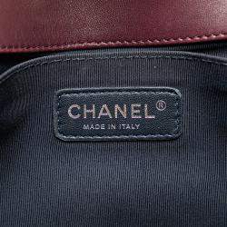 Pre Owned Chanel Burgundy Old Medium Velvet and Tweed Boy Flap