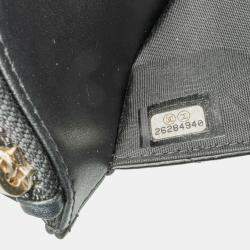 Pre Owned Chanel Black Chevron Lambskin Button Wallet On Chain