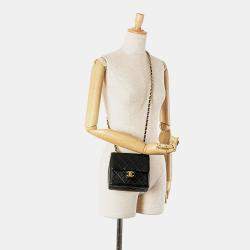 Pre Owned Chanel Black Mini Square Classic Goatskin Single Flap
