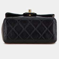 Pre Owned Chanel Black Mini Square Classic Goatskin Single Flap