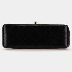 Pre Owned Chanel Black Small Square Quilted Lambskin Flap