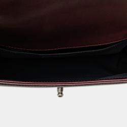 Pre Owned Chanel Red Old Medium Velvet and Tweed Boy Flap