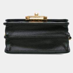 Pre Owned Chanel Black Quilted Calfskin Strass Card Holder On Chain