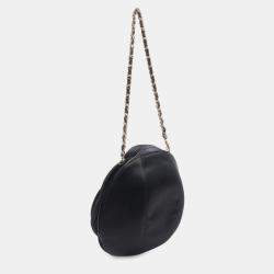 Pre Owned Chanel Black Lambskin and Satin Camellia Flower Evening Bag