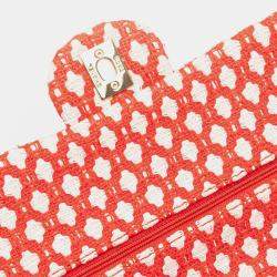 Pre Owned Chanel Red Jumbo Tweed Double Flap