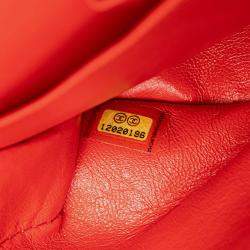 Pre Owned Chanel Red Jumbo Tweed Double Flap
