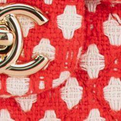 Pre Owned Chanel Red Jumbo Tweed Double Flap