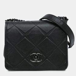 Pre Owned Chanel Black Mini Calfskin Propeller Flap
