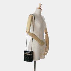 Pre Owned Chanel Black Quilted Patent Logo Chain Vanity Case