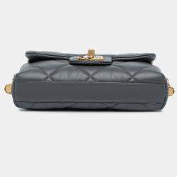 Pre Owned Chanel Blue Mini Quilted Lambskin Crush on Chains Flap