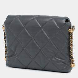 Pre Owned Chanel Blue Mini Quilted Lambskin Crush on Chains Flap