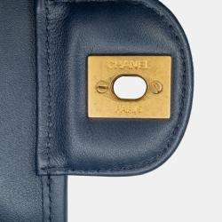 Pre Owned Chanel Blue Small Tweed School Memory Top Handle Flap