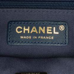 Pre Owned Chanel Blue Small Tweed School Memory Top Handle Flap