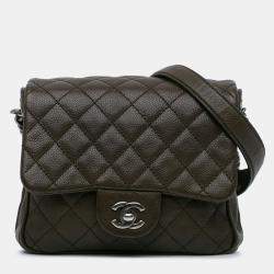 Pre Owned Chanel Brown CC Quilted Caviar Crossbody