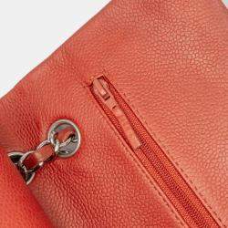 Pre Owned Chanel Red Medium Classic Caviar Double Flap