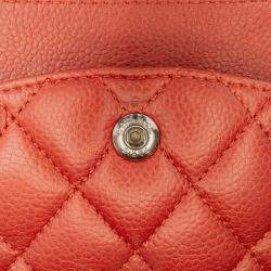 Pre Owned Chanel Red Medium Classic Caviar Double Flap